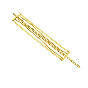 Layered gold punk style chain bracelet with snake and curb links in vintage metal design