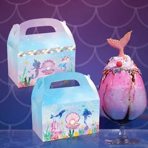 Mermaid shell and pearl theme paper gift boxes for ocean birthday party favors