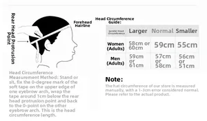 Size guide for breathable mesh baseball cap with head circumference measurements