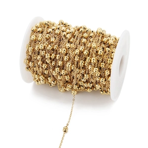 1.8mm 18k gold plated stainless steel bead chain wound on a white spool for DIY jewelry