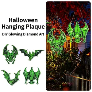DIY Diamond Painting Halloween Luminous Fluorescent Hanging Sign Acrylic Wood Glow In The Dark Wall Decor