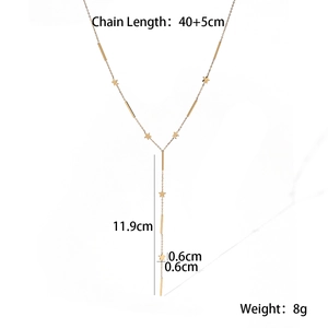 Detail of 18K gold plated Y-necklace with star charms and 11.9cm drop tassel dimensions
