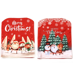 Christmas chair covers set with Santa Claus, Reindeer and Snowman cartoon prints