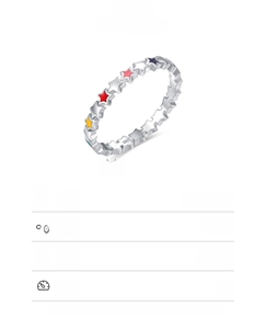 Detailed view of S925 sterling silver star ring with colorful enamel inlay features