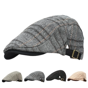 British Retro Plaid Flat Cap Cotton Polyester Adjustable Metal Buckle Ivy Hat For Men Outdoor Casual Sunshade Newsboy
