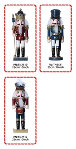 Detailed trio of 25cm hand-painted wooden nutcracker soldiers for Christmas home decor