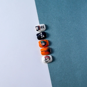 5D embossed dark gothic press-on nail stickers with snake and horror clown designs
