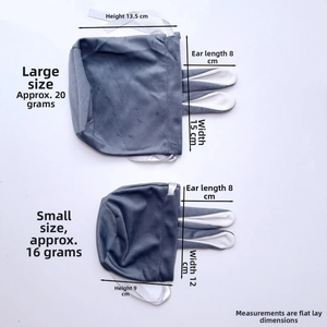 Detailed size specifications for small and large velvet Easter bunny ear gift bags
