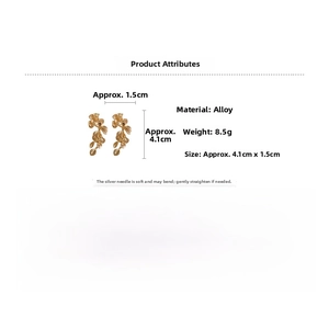 Size chart for silver needle flower tassel earrings showing 4.1cm height and 1.5cm width