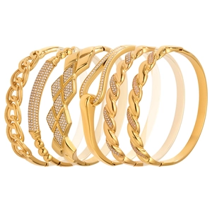 Bracciale di lusso in acciaio inossidabile placcato oro 18k con fibbia e zirconi