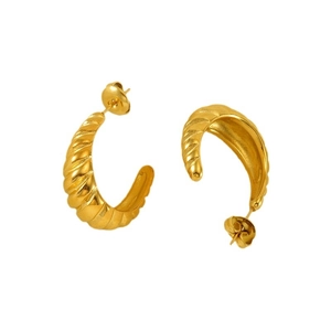 Chic 18K gold plated twisted hoop earrings with vintage spiral texture for women