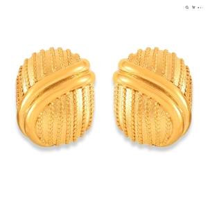 Vintage Oval Stud Earrings For Women Titanium Steel Vertical Grain Textured Geometric Elegant Minimalist Retro Jewelry