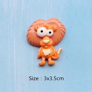 Macro view of cartoon lion resin charm for DIY crafts with 3x3.5cm dimensions