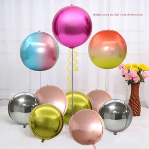 Set of colorful 22-inch 4D spherical foil balloons with metallic mirror finish in home decor