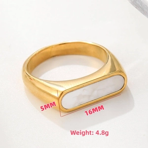 Macro shot of gold shell ring with dimensions 5MM width and 16MM inlay length