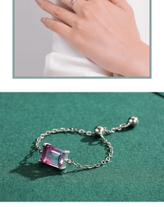 Detailed macro view of S925 silver ring and bracelet with gradient watermelon tourmaline