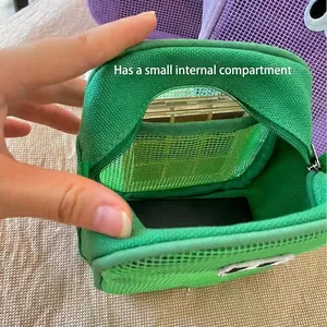 Borsa da trucco in rete verde ad alta capacità con scomparto interno per il viaggio