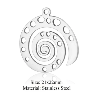 Pendentif spirale en acier inoxydable découpé au laser pour bijoux DIY 21x22mm