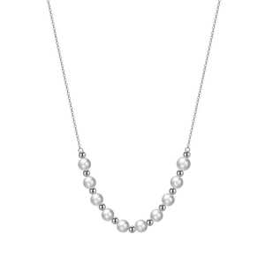 Elegante Halskette aus S925 Sterlingsilber mit natürlichen Süßwasserperlen und Silberperlen