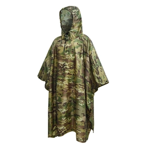 Outdoor 3-in-1 multicam camouflage hooded raincoat poncho for hiking and camping use