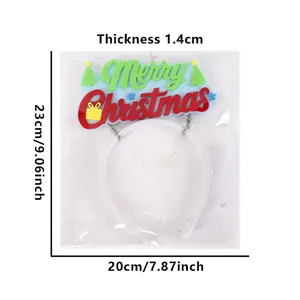 Merry Christmas headband with green tree and gift box decor, 23cm height holiday headpiece