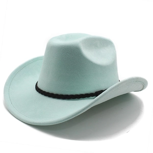 Western Cowboy Hat Suede Wide Brim Braided Band Retro Ethnic Style For Men Women Outdoor Sun Protection