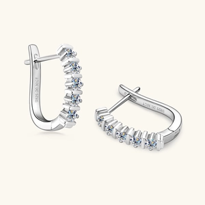 U-shaped S925 sterling silver earrings with 0.30CT moissanite stones in a minimalist style