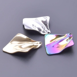 Irregular wavy metal pendants in silver, gold and rainbow finishes for DIY jewelry