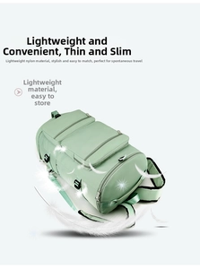 Close-up of lightweight light green nylon fitness bag showing durable texture and side handle