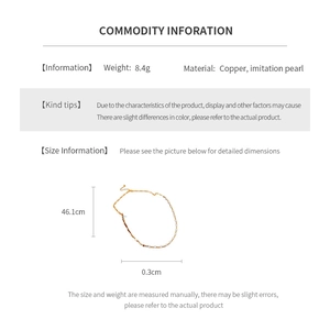 Detailed size and material specs for the gold copper and imitation pearl choker necklace