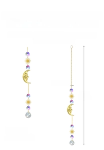 Detail showing crystal sun and moon garden catcher with length measurements