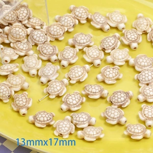 Detail view of 13mmx17mm synthetic turquoise turtle beads for DIY jewelry making