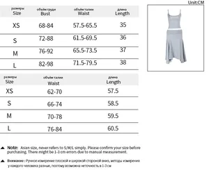 Size chart showing XS to L measurements for the one-shoulder top and ruffled skirt set