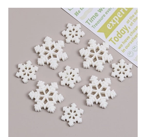 Set of 10 white glitter snowflake resin charms for DIY crafts in two different sizes
