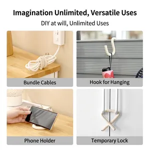 Flexible white multi-functional S-shaped hook for home organization and DIY cord binding