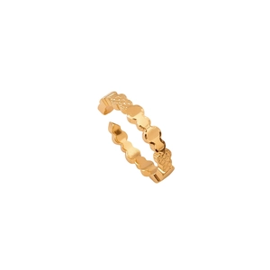 24k gold plated adjustable ring with textured round discs in vintage palace style