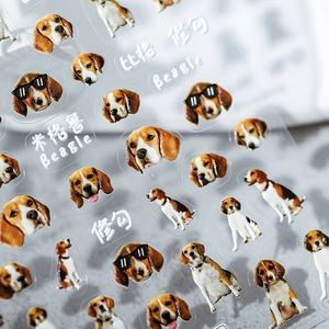 3D embossed Beagle dog nail art stickers with 5D texture and vivid pet illustrations
