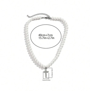 Size chart for the pearl necklace with rhinestone cross pendant 40cm+7cm extension