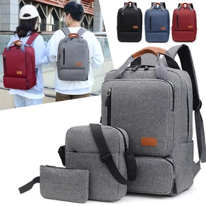 Three-piece business backpack set including crossbody and clutch bags in 4 colors