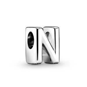 Charm lettre N en argent pour création de bijoux et bracelets personnalisés