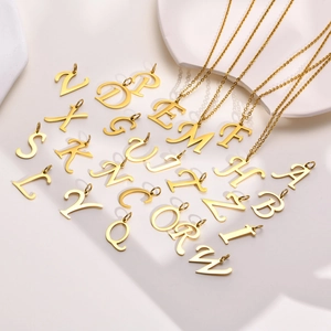Initial Letter Pendant Necklace Stainless Steel Gold Plated Alphabet Jewelry For Women Fashion Minimalist DIY