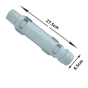 Blue sushi roller tool measuring 27.5cm long and 6.5cm wide on white background