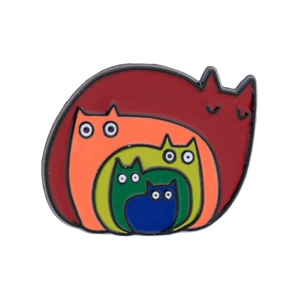 Minimalist rainbow cat enamel brooch with creative tiered colorful feline animal design