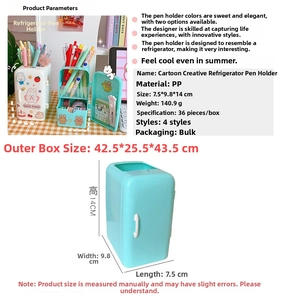 Detailed size chart for cartoon refrigerator pen holder with 7.5x9.8x14cm dimensions