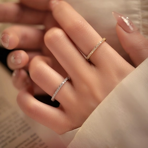 Elegant gold and silver S925 sterling silver full diamond stacking rings for women