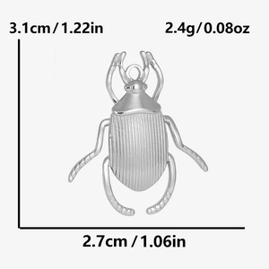 Detailed view of silver beetle pendant dimensions 3.1x2.7cm and weight 2.4g