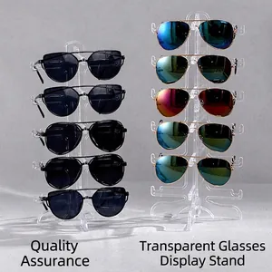 Clear acrylic double-column display stand for 10 pairs of sunglasses and eyewear
