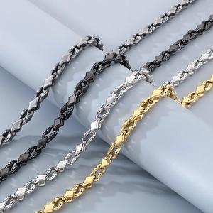 Fashion stainless steel link chain necklaces for men and women in four metallic finishes