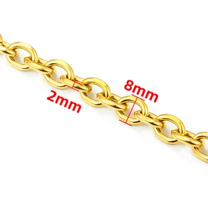 Golden 18K plated stainless steel oval chain necklace with 8mm width and 2mm wire diameter