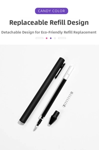 Detailed exploded view of the retractable gel pen showing inner spring and refill parts